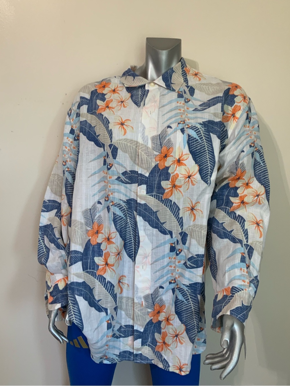 Tommy Bahama Long Sleeve Button Up Tropical Floral Linen/cotton Sz 2XB